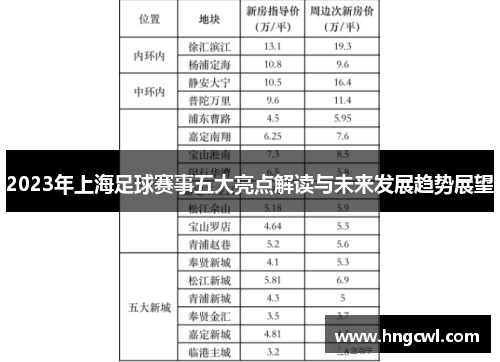 2023年上海足球赛事五大亮点解读与未来发展趋势展望